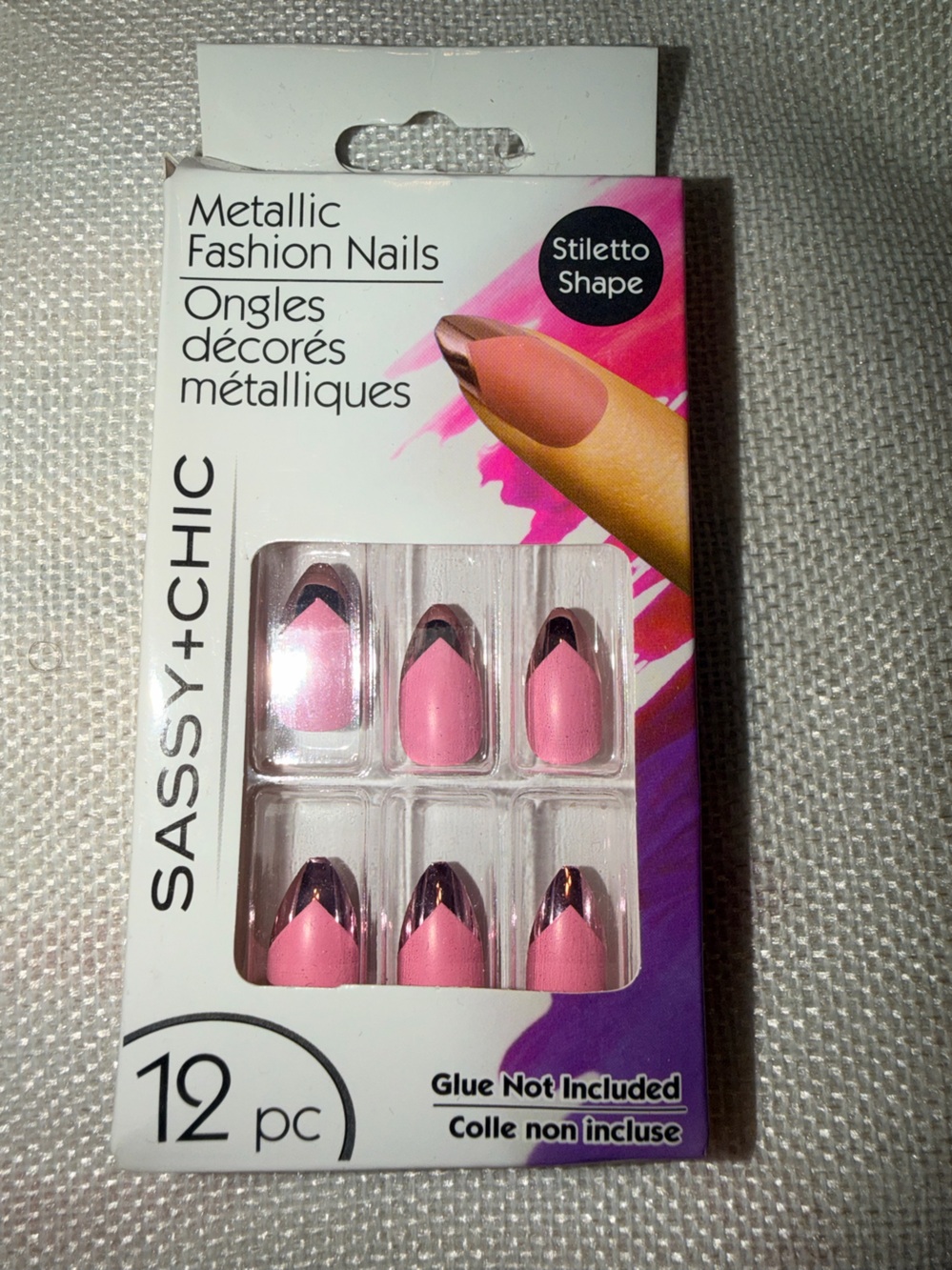 KISS Metallic Fashion Nails Hot Pink Metallic Press-On Nails NWT